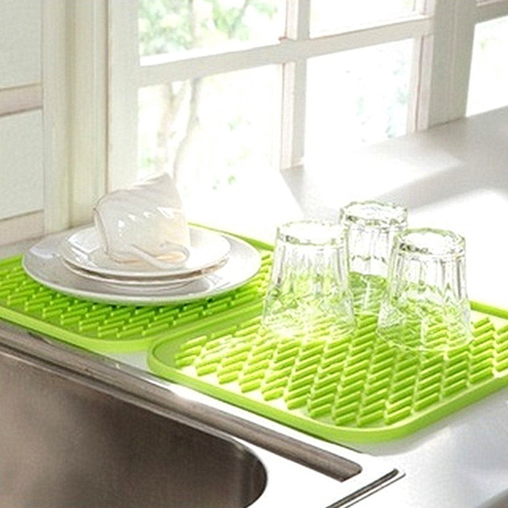 Yesbay Kitchen Silicone Heat Resistant Table Mat Non-slip Pot Pan Holder  Pad Cushion,Green